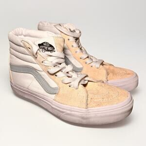 Vans Sk8-Hi High Top White Suede & Canvas Sneakers Women’s 5